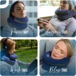 BCOZZY Travel Neck Pillow for Airplane – Patented Double Support for Head, Neck, and Chin. Best for Long Flights, Plane Sleeping, and Car Rides. Adjustable Size. Fully Washable. Carry Bag. Large, Gray - Image 6