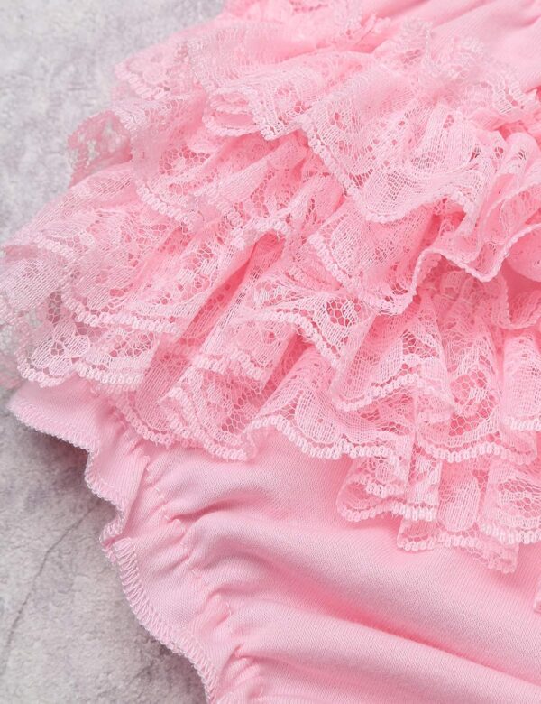 TiaoBug Newborn Baby Girls Birthday Outfit Ruffle Tutu Bloomers Shorts Headband Clothes Set Photo Shoot Prop - Image 4