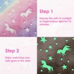 Decalsweet Unicorn Foldable Kids Sofa,Double Seat 2 in 1 Flip Open Kids Sofa Bed with Pocket,Glow In The Dark Children's Sofa for Bedroom Playroom - Image 4