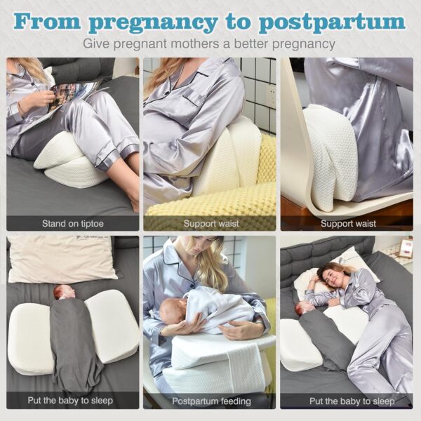 GOENDR Pregnancy Pillows for Sleeping, Upgraded Memory Foam Maternity Pillow for Pregnant Women, Pregnancy Wedge Pillow with Removable, Washable Cover, Support for Belly, Back, HIPS (White) - Image 7