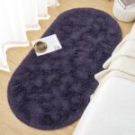 D. Goideal Oval Shaggy Bedroom Rug 2.6 x 5.2 Feet Fluffy Area Rugs for Girls Boys Kids Room Nursery Floor Carpet Home Decoration, Grey-Purple - Image 4