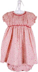 Baby Girls Fleece Band Smock with Matching Bloomer - Pink - 9-12 Months