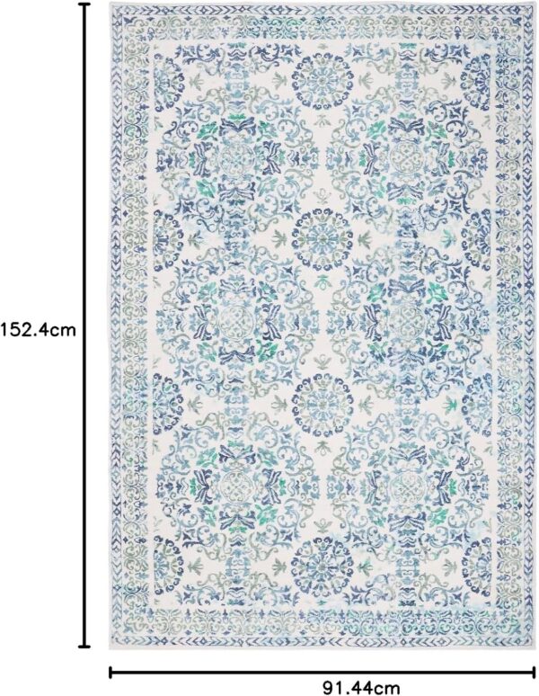 Helthep Area Rug, Ultra-Soft and Luxurious Comfort Washable No-Shedding Non-Slip Rugs for Living Room,Bedroom,Dining Room, Nursery Room,and Hallways （Teal 36inches×60inches） - Image 2