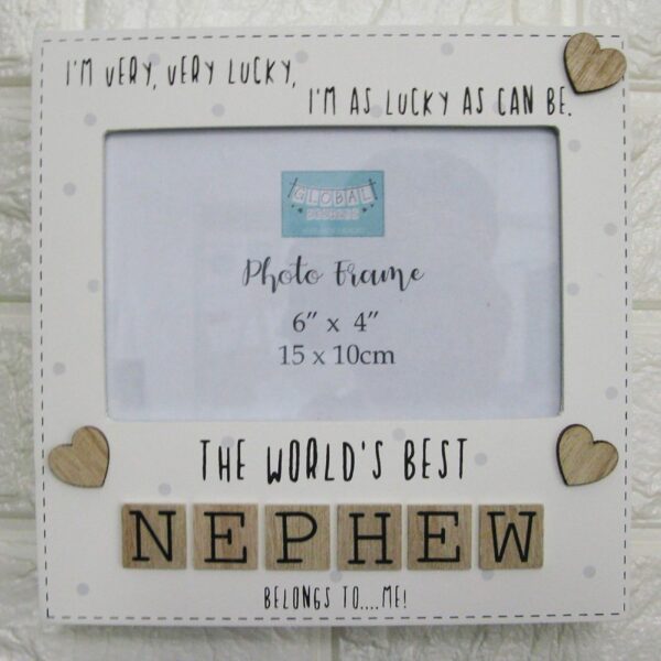 Photo Frame The Worlds Best Nephew Tile Art Nursery Home Decor Wood Cream 6x4" - Image 3