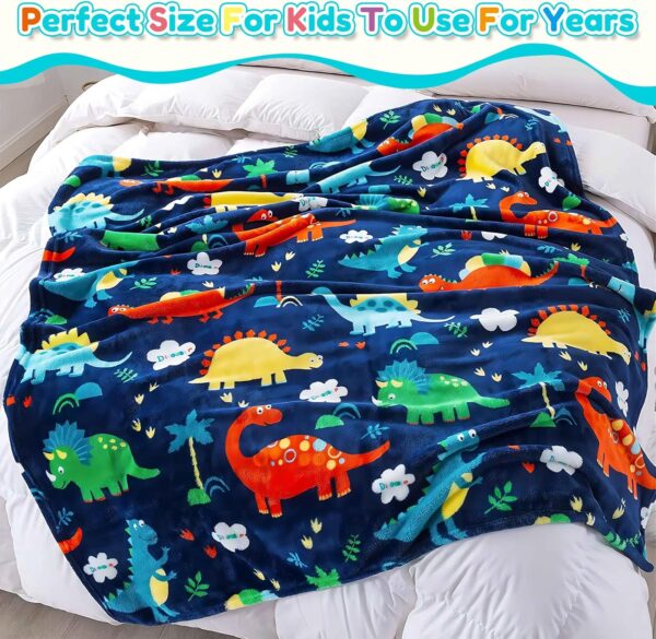 Edcooy Dinosaur Blanket for Boys, Kids Dinosaur Throw Blanket for Boys and Girls, Fluffy Cozy Dinosaur flannel Blanket with Vibrant Colors Cute Design, Soft Warm Throw Blanket (100 x 130cm, Blue)… - Image 6