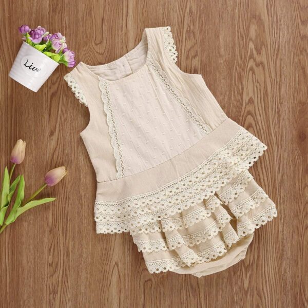 MoccyBabeLee 2Pcs Baby Girl Clothes Sleeveless Vest Top and Ruffle Bloomers Shorts Set Toddler Lace Trim Summer Outfits - Image 2