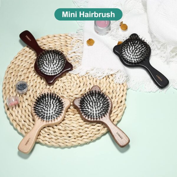 LORSEX Hair Brush Baby Bear Brush for Kids, Mini Travel Hair Brushes with Boar & Nylon Bristle for for Women Men Detangling, Defrizz, Distribute Oil (Original Beech) - Image 6