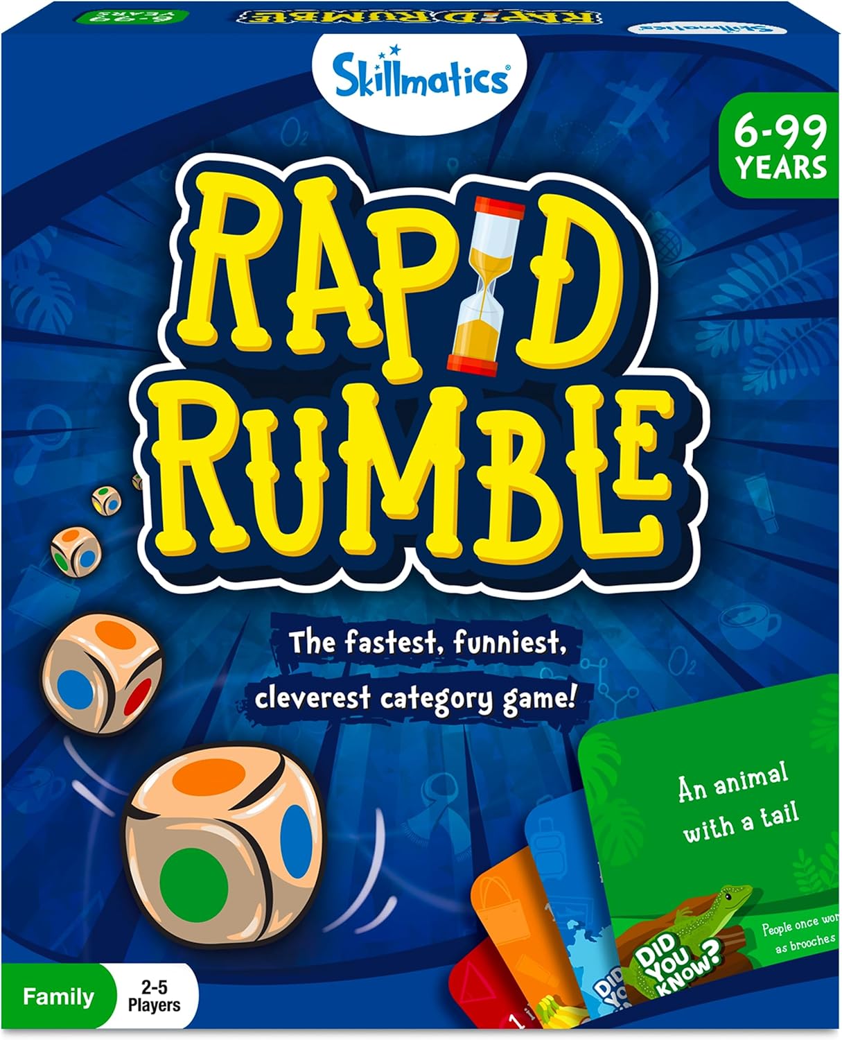 81ae78v6dDL._AC_SL1500_.jpg Skillmatics Rapid Rumble - Fast-Paced Board Game for Kids, Teens & Adults, Fun for Family Game Night & Educational Toy, Quick-Thinking Card Game, Gift for Ages 6, 7, 8, 9 & Up - Image 1