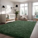 Larhom Fluffy Area Rugs for Living Room Bedroom, 4x6 Dark Green Ultra Soft Plush Fuzzy Rug, Anti-Skid Indoor Carpet Nursery Rugs for Kids Room Home Decor, High Pile, Non-Shedding - Image 4