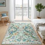 TUKDAK Washable Area Rug for Living Room Blue 120×180cm, Boho Soft Bedroom Rug Non-shedding Non-slip, Short Pile Animal Floor Carpet for Kitchen Office Bathroom Kids Nursery room - Image 5