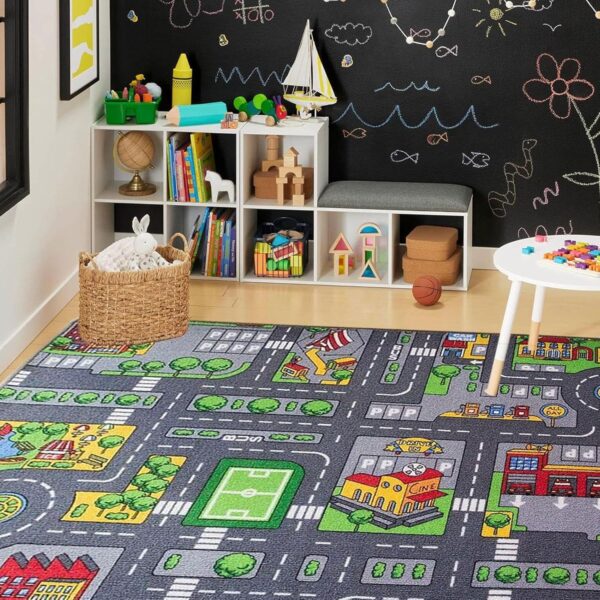 Nybhyjka Road Play Map City Car Vehicle Traffic Educational Learning & Fun Game Area Non Slip Boy & Girl Kids Rug Carpet Traffic Map Crawling Play Carpet Kids Baby Children Educational Road Traffic - Image 4