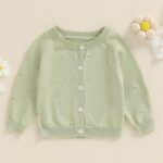 MAHUAOYIXI Infant Baby Girl Warm Clothes Long Sleeve Solid Color Cardigan Coat Knit Sweater Jumper Sweatshirt Winter Knitted Pullover Chunky Knitwear Outfits for Little Girl - Image 2