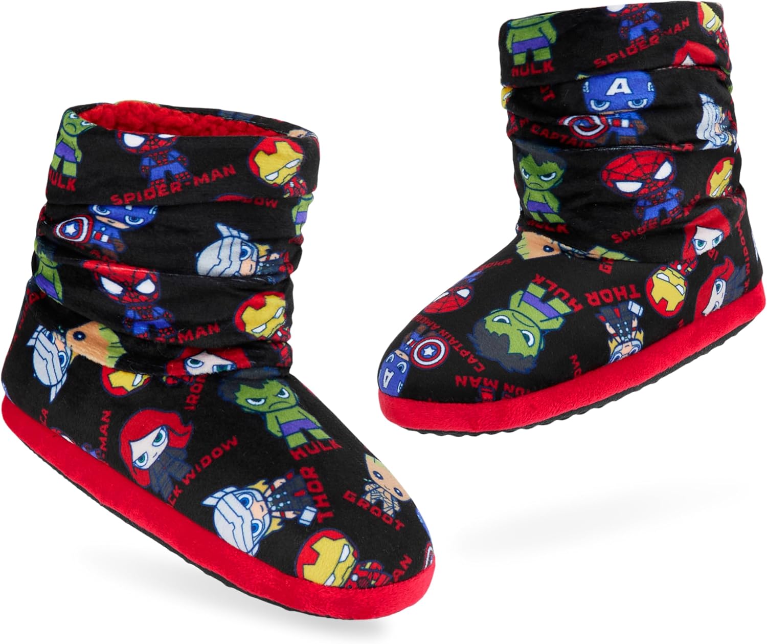 81cWkWOjgwL._AC_SL1500_.jpg Marvel Avengers Boys Slippers - Plush Indoor House Shoes Warm Boot Slippers Kids Size 11-1 Non Slip Sole - Boys Gifts - Image 1