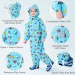Fewlby Puddle Suit Kids All in One Waterproof Suit Boys Girls Rain Suit Toddler Muddy Suit Cartoon Raincoat Rain Wear for 1-10 Years - Image 2