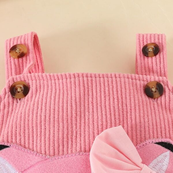 QUNERY Baby Girls Clothes Floral Tops Bodysuit Bear Dungarees Adjustable Overalls Outfits Set - Image 6