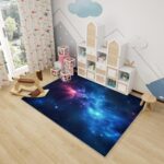 Galaxy Rugs for Kids Bedroom - Navy Blue Galaxy Rug, Boys Space Rugs for Living Room Bedroom, Washable Non Slip Soft Small Carpet, Patterned Area Rugs & Home Decor 40x60 cm - Image 3
