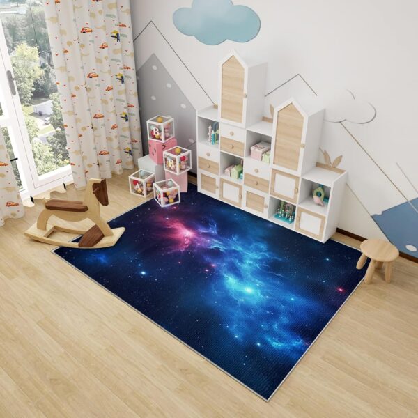 Galaxy Rugs for Kids Bedroom - Navy Blue Galaxy Rug, Boys Space Rugs for Living Room Bedroom, Washable Non Slip Soft Small Carpet, Patterned Area Rugs & Home Decor 40x60 cm - Image 3