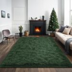 Larhom Fluffy Area Rugs for Living Room Bedroom, 4x6 Dark Green Ultra Soft Plush Fuzzy Rug, Anti-Skid Indoor Carpet Nursery Rugs for Kids Room Home Decor, High Pile, Non-Shedding - Image 9