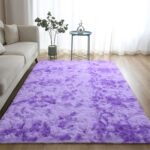 DweIke Extra Large Fluffy Area Rug, 5x8 ft Modern Indoor Carpets for Living Room Bedroom, Plush High Pile Tie-Dyed Purple Rug for Girls Kids Playroom Classroom Nursery Home Décor, Purple - Image 5