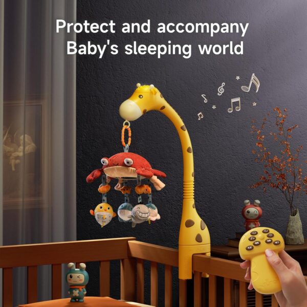 tumama Baby 0-6 Month Cot Mobile Crib Toys Giraffe Musical Lights Remote Control with Mirror Soft Hanging Rattles Lullaby Rotating Projector Sleeping Auto Off,Mute Spin Motor Infant Newborn Gift - Image 7