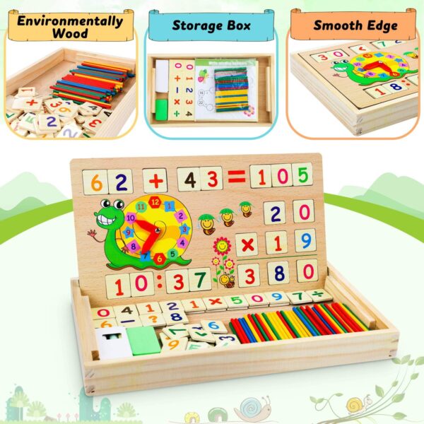 lenbest Wooden Toys Maths Games - Educational Science Kits - Number Blocks | Teaching Learning Clock | Counting Toys - Early Development & Activity Toys - Toys for 4 5 6 Year Old Boys Girls gifts - Image 3