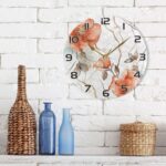 Ewusp Watercolor Flowers Wall Clock Battery Operated Silent Non-Ticking Clock Round Quartz Decorative Clock for Kitchen Living Room Bedroom Office School Nursery, 25x25 cm - Image 7