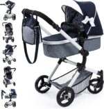 Bayer Design 18481AB Combi Doll&#039;s pram Neo Vario with Bag and Shopping Basket, Convertible into a Stroller, Height Adjustable, Blue, White - Image 3