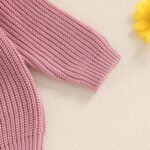 Geagodelia Toddler Baby Girl Warm Sweater Ruffled Long Sleeve Crew Neck Knitted Sweatshirt Pullovers Solid Color Knit Jumpers Tops Chunky Knitwear Fall Winter Clothes Outfits - Image 6