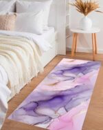 ZCLRUG Luxury Modern Rug 60x120cm Elegant Purple Gold Marble Abstract Bedside Mat Soft Non-slip Area Kitchen Rug Washable No Fading Carpet for Girls Room Dining Room Cottage Bathroom Office Nursery