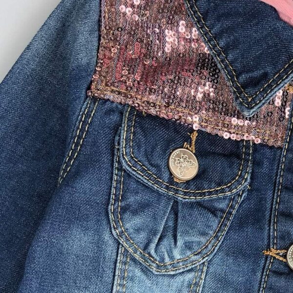 Peacolate 2-11Y Little&Big Girls Sequin Outerwear Embroidery Denim Jacket - Image 4