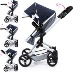 Bayer Design 18481AB Combi Doll&#039;s pram Neo Vario with Bag and Shopping Basket, Convertible into a Stroller, Height Adjustable, Blue, White - Image 2