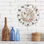 Ewusp Unicorns Flowers Wall Clock Battery Operated Silent Non-Ticking Clock Round Quartz Decorative Clock for Kitchen Living Room Bedroom Office School Nursery, 25x25 cm - Image 7