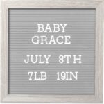 Pearhead 25.4 cm x 25.4 cm Letterboard, Nursery Message Board, Milestone or Baby Announcement Sign, Hospital Birth Sign, Baby Girl or Baby Boy Gift, Light Gray
