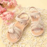 TDEOK Children's Sandals Summer Butterfly with Rhinestone Decorated Sandals Infant Princess Shoes Girls Without Heel Crawling Shoes Baby Outdoor Children's Shoes Girls Barefoot Shoes Children, White, - Image 4
