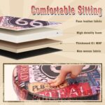 Bonlife Round Ottoman Storage,Folding Storage Organiser Toy Chest,Retro Faux Leather Footrest Stool Seat for Living Room 15"(Multicoloured) 38x38x38cm - Image 6