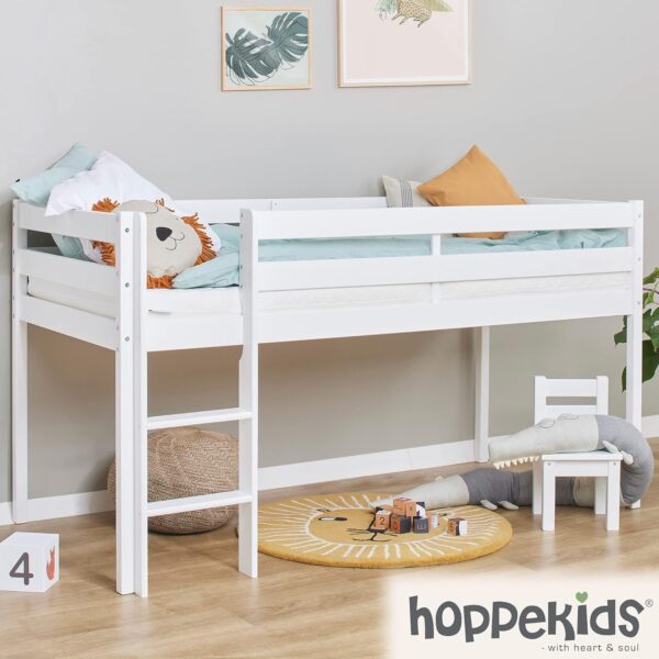 Hoppekids ECO Comfort Mid Sleeper 90 x 200 cm with Slatted Frame White The Nordic Ecolabel TÜV Certified FSC Certified Solid Pine Wood - Image 3