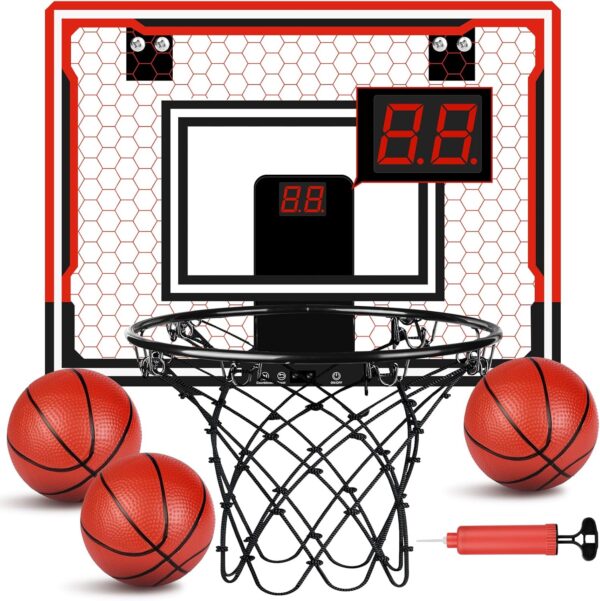 OSDUE Mini Basketball Hoop, Basketball Hoop for Kids, Indoor Basketball Hoop Toys with Net, 3 Balls, Air Pump, Electronic Scoreboard, for Door Bedroom Outdoor Mini Hoop Games Sport Toys Gifts-B - Image 9