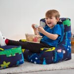 Ready Steady Bed Kids Bean Bag Chair With Footstool | Child Play Safe Soft Seat Playroom Sofa | Ergonomically Designed Toddler Armchair | Comfy Children Furniture (Dino Dark) - Image 6