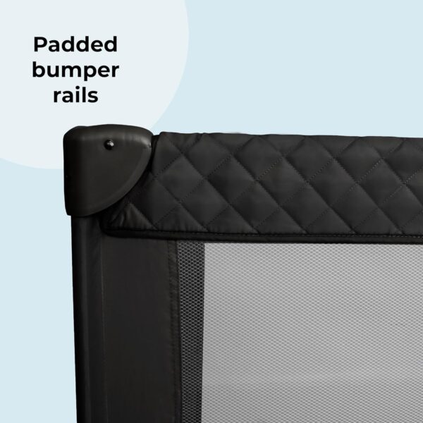 My Babiie Travel Cot - Lightweight, From Birth to 15kg, Easy Fold & Compact, Travel Bag, 120cm x 60cm Padded Mattress - Quilted Black - Image 6