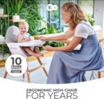 Kinderkraft Fini 2-in-1 High Chair, Baby Chair, Combination High Chair, Wooden Legs, Seat Belts, Footrest, Double Tray, from 6 Months to 5 Years, 5 Point Straps, Grey - Image 2
