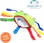 Frog Plush Toddler Puzzle Toy - Sensory Busy Board Pillow - Soft Play Education Activity Toy for 1 - 3 Year Old Kids - Boys & Girls Baby Buckle - Improve Motor Skills, Fidget/ Fiddle Travel Game. - Image 4