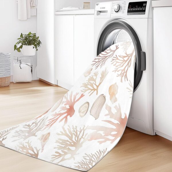 Washable Non Slip Area Rug for Living Room BedroomKids Nursery Bedside Room Home Office Kitchen Decor Coral Shells Fluffy Area Rug 60 x 90cm pink - Image 5