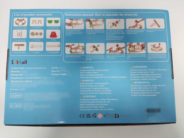 Subtail Kids Drum Kit - Musical Instruments for 2-4 Year Old Boys & Girls - Wooden Baby Drum Set - Toddler Toys & 1st Birthday Gifts, HW00793 - Image 9