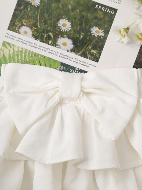 Agoky Baby Girls Ruffle Layered Bloomer Shorts High Waist Bowknot Skirted Victorian Pumpkin Short Pants - Image 5