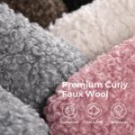 Snug Leaves Women's Scuff Slippers Furry Cute Curly Faux Wool Slip-on Indoor Memory Foam House Shoes - Image 3
