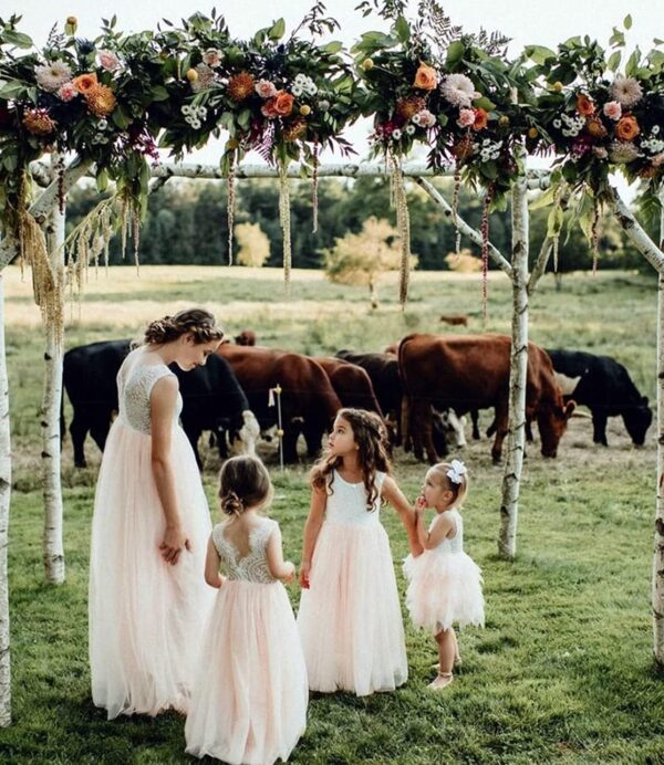 Beganly Toddler Girls Elegant Lace Straight Maxi Tulle Party Dresses V Back Flower Girl Dress - Image 4