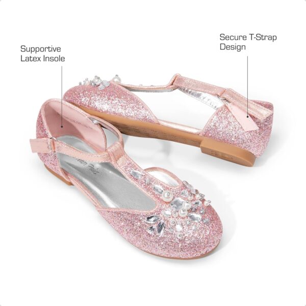 DREAM PAIRS Girls Mary Jane Shoes Flower Girls Shoes with Pearl T-Strap Wedding Party School Girls Flats for Toddler Little Big Kid - Image 4