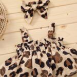 inlzdz Newborn Baby Girl Summer Clothes Outfits Leopard Print Straps Ruffle Crop Tops + Bowknot Shorts Bloomers Set - Image 3
