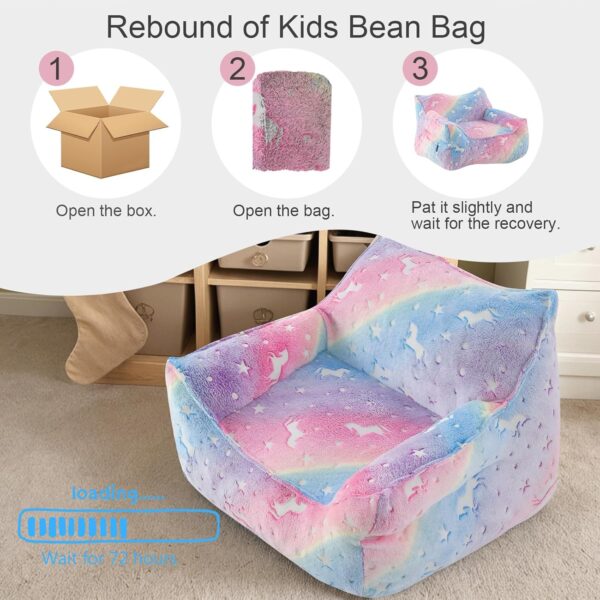 COMAX Kids Bean Bag Chair, Toddler BeanBag Sofa Chair Stuffed with Filler for Boys and Girls, Lazy Sofa Couch with Pocket for Playroom, Nursery Room, Colorful Rainbow - Image 9