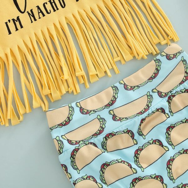 Fabumily Newborn Baby Girl Clothes Set Letter Short Sleeve Tassel T Shirt Bloomer Shorts Headband 3Pcs Infant Summer Outfits - Image 4